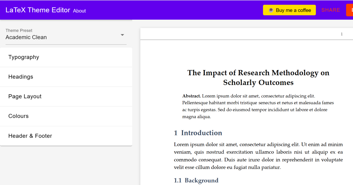 LaTeX Theme Editor